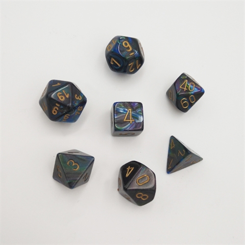 Lustrous Shadow Gold - Polyhedral Rollespils Terning Sæt - Chessex